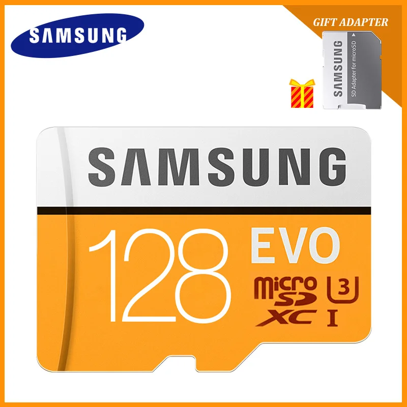 SAMSUNG, Оригинальная карта памяти Micro SD EVO Plus, класс 10 U3, 32 ГБ, 64 ГБ, 128 ГБ, 256 ГБ, 512 ГБ, Micro sd карта, флеш-накопитель, TF карты - Емкость: 128GB Yellow