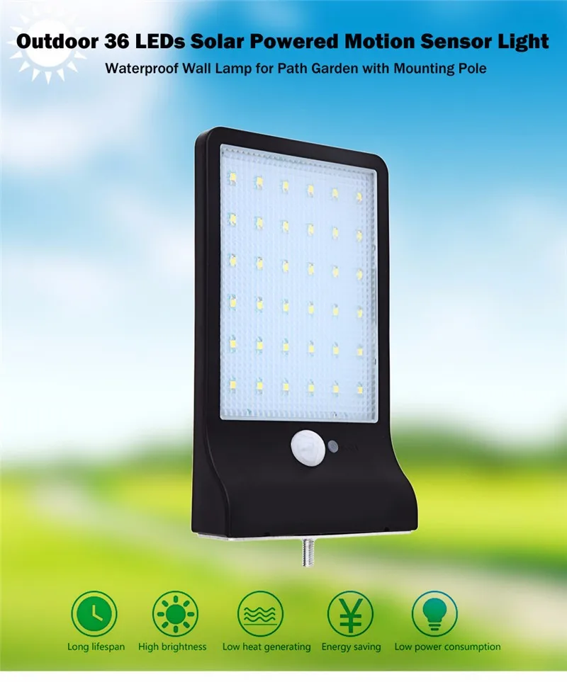 36 LED Solar Power Street Light 12