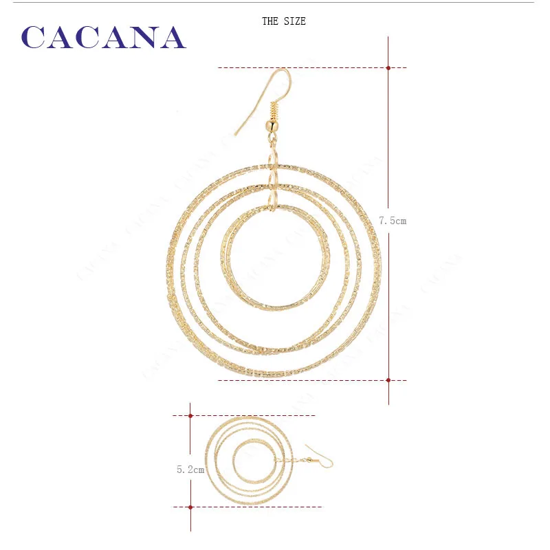 CACANA Dangle Long Earrings For Women Three Couples Round Bijouterie Hot Sale No.A556 A557