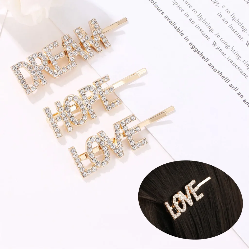 

Creative English Alphabet Pearl Hairpin Duckbill Clip Ladies Hairpin Jewelry Blingbling Hair Clips Accessory British Style