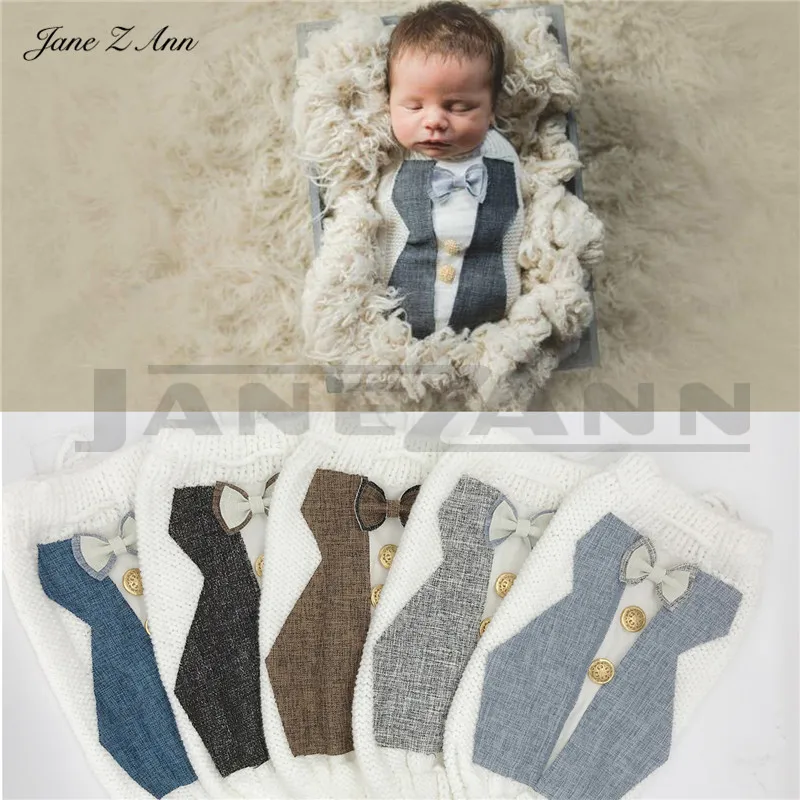 

Newborn photography gentlemen style Suit sleeping bag 5 colors new arrival creative infant handmade knitted studio props