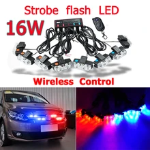 16W Wireless Control Super power Strobe flash led warning light Car Working light DRL Strobe Police Fireman Caution pilot Lamp