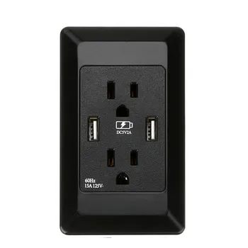 

US Standard Wall Socket Power Outlet Dual USB Port Wall Charger Adapter Charging Universal Plug Tamper Resistant Receptacle