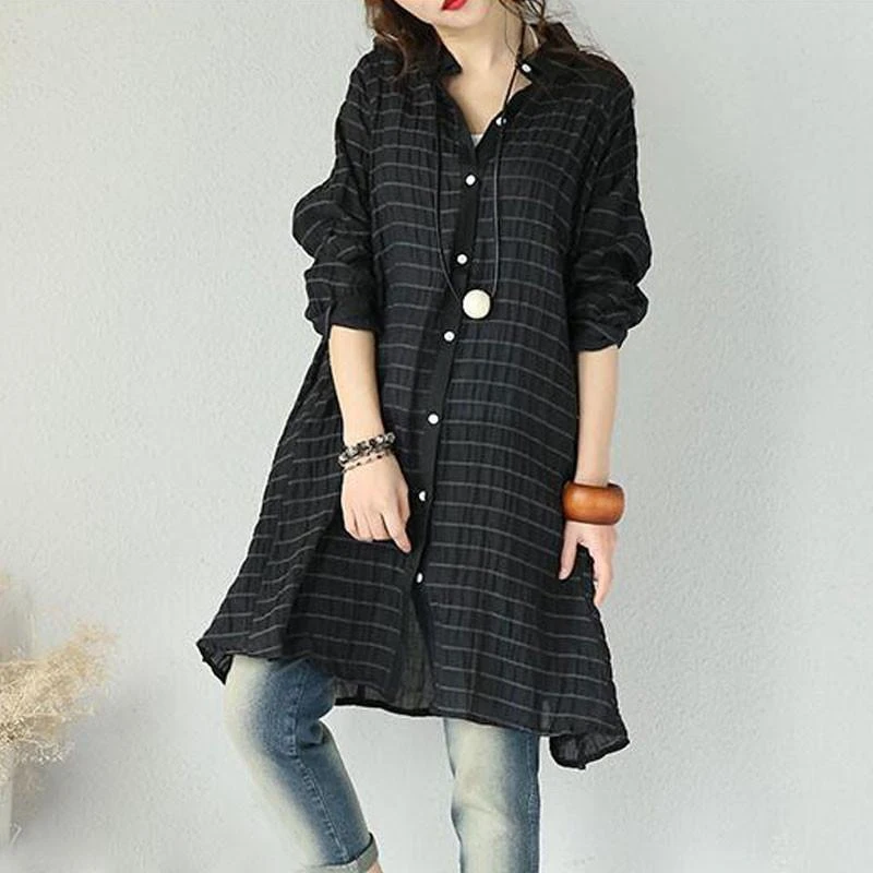 WUZHONGREN Shirts Women Shirt Fashion Women's Striped Casual Loose Women Button Shirt Long Sleeve Blouses