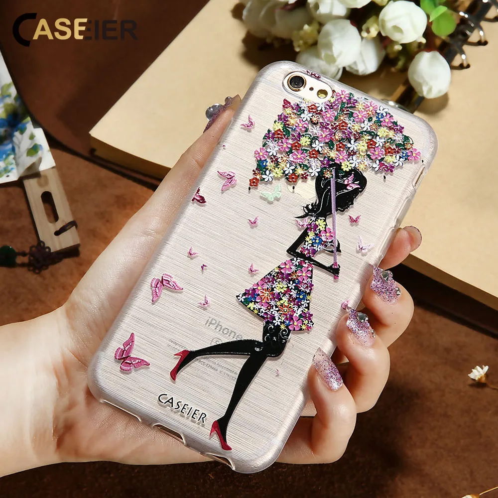 

CASEIER 3D Art Print Case For iPhone 6 6s 5 S SE 7 Plus Colorful Printing Soft Silicone Cover For Samsung S6 S7 Edge Fundas Capa