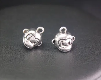 

20pcs Silver Color Cute Monkey Fit Bracelets Necklace DIY Metal Jewelry Making 12x13mm A2045