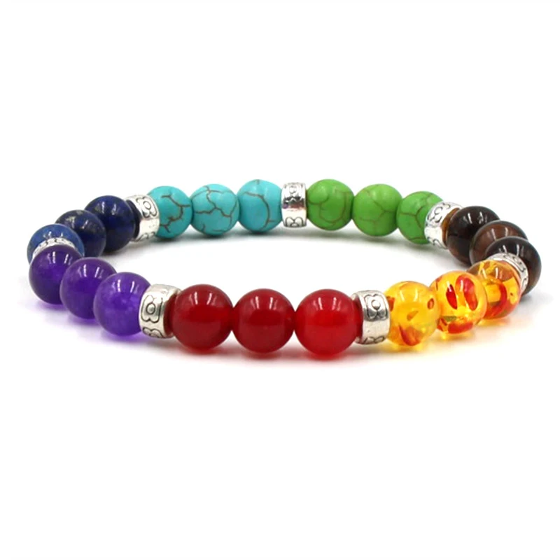 NIUYITID Colorful Beaded Chakra Bracelet Men With Natural Lava Stone Beads Yoga Hologram Braclet Women Men Jewelry (2)
