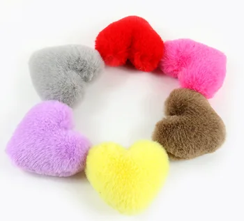 

20pcs/lot DIY 10cm Heart Faux Rabbit Fur Pompoms Fur balls for knitted beanies keychain and scarves shoes dyed fur pom pom