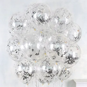 

10pcs/lot Clear Balloons silver Gold Star Foil Confetti Transparent Balloons Happy Birthday Baby Shower Wedding Party Decoration