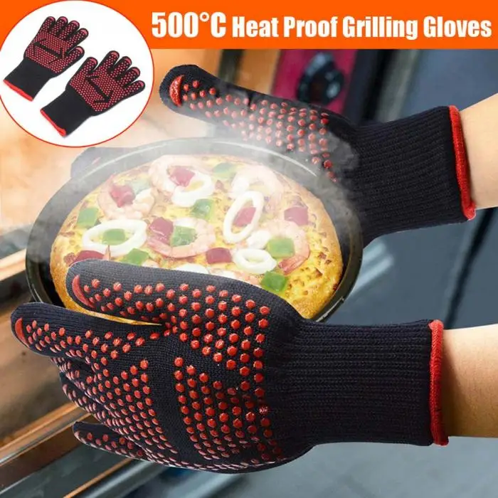 1 пара Высокая термостойкость перчатки для барбекю печи 500 degC горшок держатель Кухонные варежки горячая распродажа