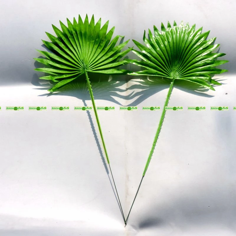 

25pcs Fabric Artificial Fan Palm Sago Coconut Fake Plant Tree Leaf Branch Wedding Florist Home Church Furniture Decor Green F2