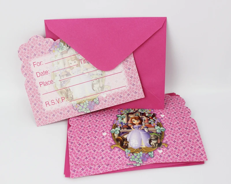12 Personnes Utilisent Enfants Fille Princesse Sofia Le Premier Theme Fete D Anniversaire Decoration Enfants Fournitures Faveurs Cartes D Invitation Aliexpress