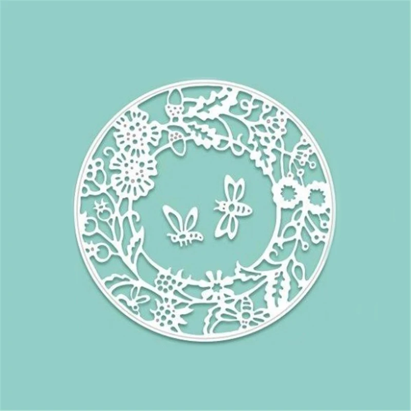

YaMinSanNiO Dies Hollow Honey Bee Circle Dies Flower Wreath Metal Cutting Dies Stencil Template for Scrcapbooking Crafts Card