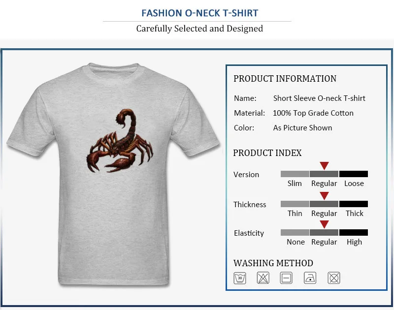 Men T Shirt Faddish Summer Tops T Shirt Summer/Fall 100% Cotton Crew Neck Short Sleeve Simple Style scorpion12117 Tee Shirts