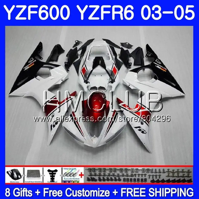 

Bodywork For YAMAHA YZF-R6 03 05 YZF600 YZFR6 03 04 05 101HM19 YZF-R600 Red white New YZF 600 R 6 YZF R6 2003 2004 2005 Fairings