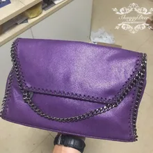 23cm Shaggy Deer PVC purple soft flap fashion luxury disc metal pendant pocket cover chain bag steel chain crossbody handbag