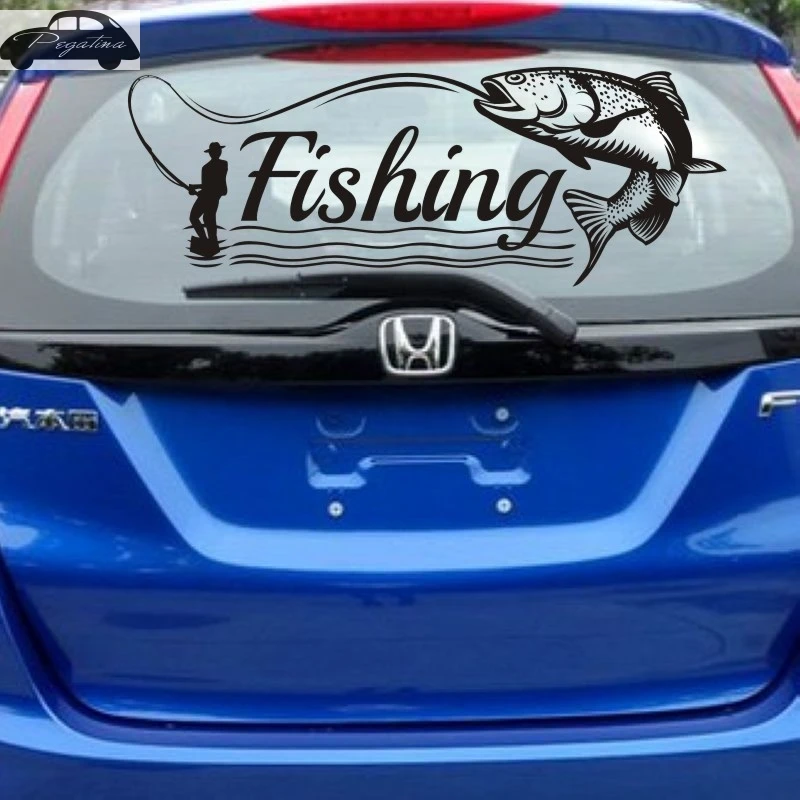 15.2CM*6.8CM Bass Fishing Fish Decal Sticker For Car Van Boa Rod