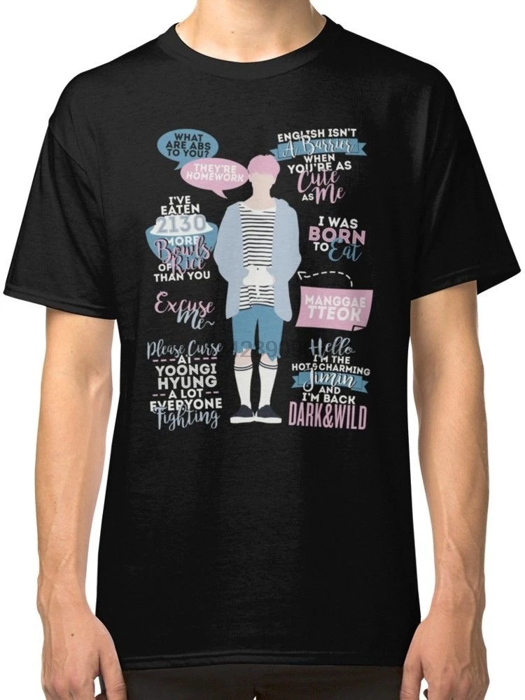 

BTS Jimin Quotes Mens Black T-Shirt Clothing