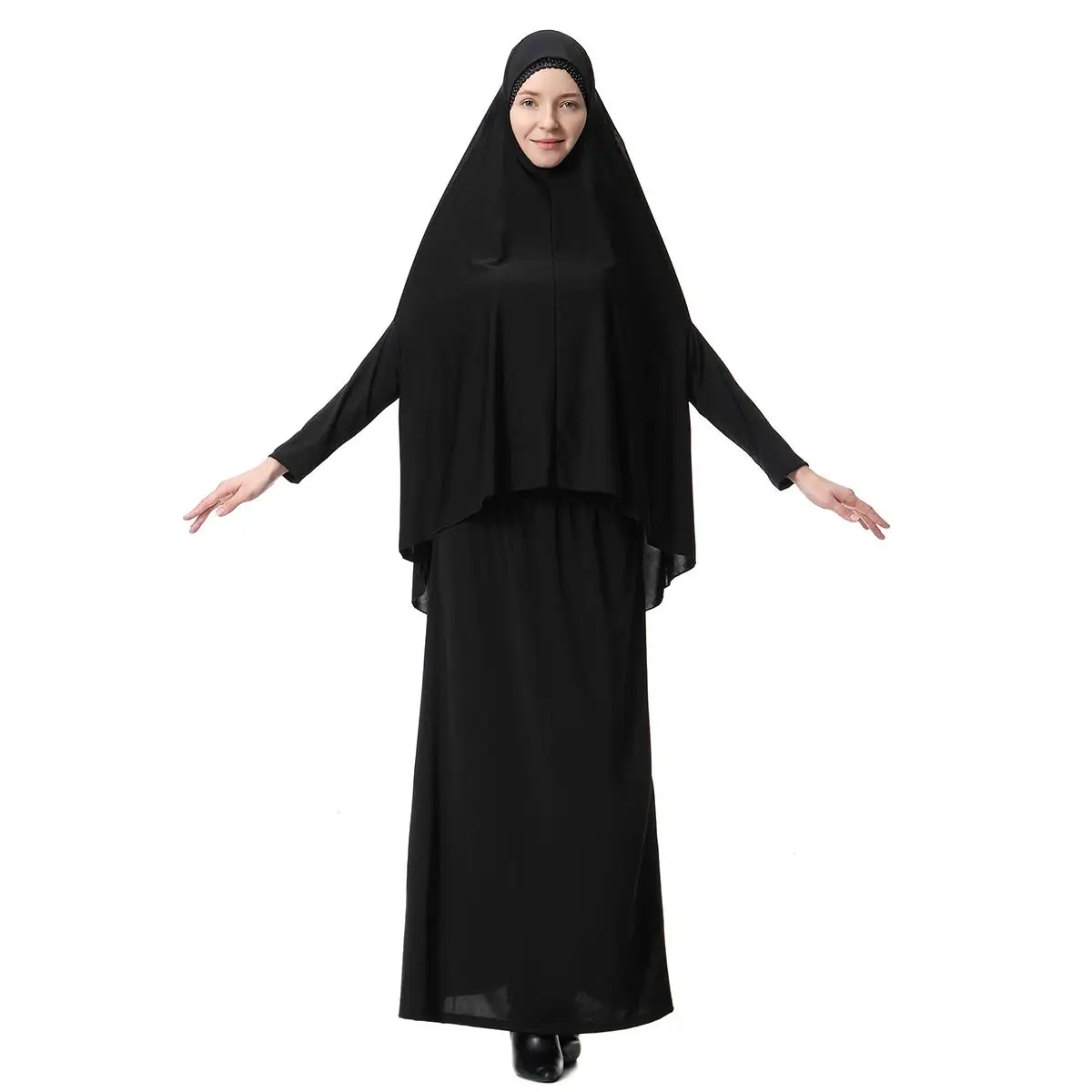 Исламский женский молитвенный набор абайя джилбаб длинный шарф хиджаб Maxi платье юбка арабские большие накладные Niqab Burqa поклонение Рамадан сервис