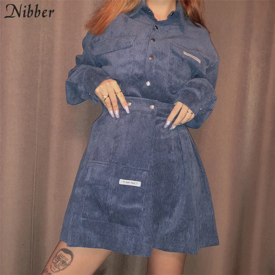 Nibber осенние популярные офисные женские юбки женское тонкое пальто комплекты из 2 предметов Повседневные базовые Мини Юбки До Колена дикие