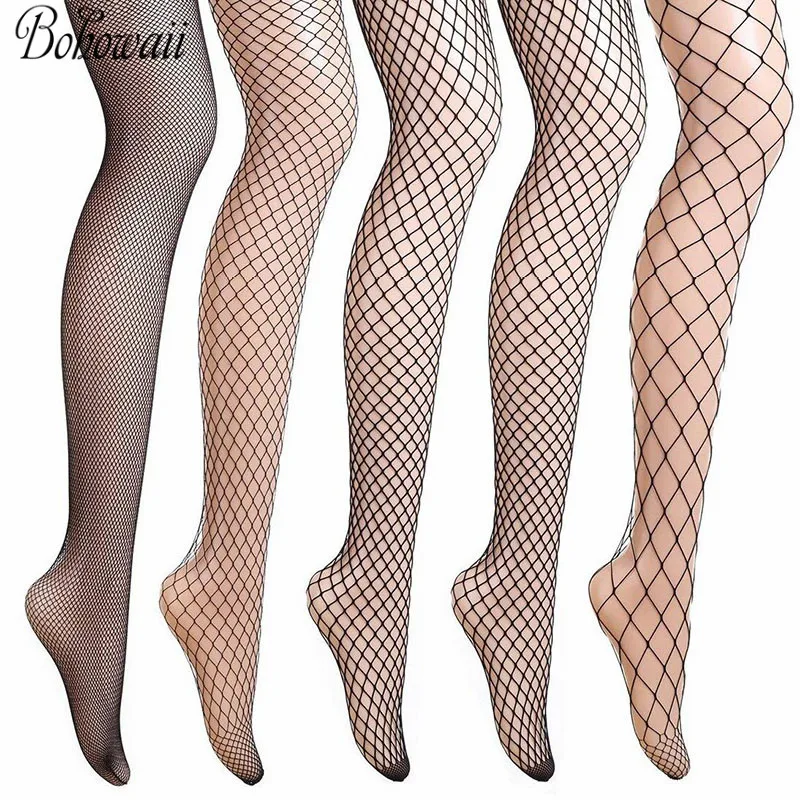 

BOHOWAII Women Sexy Grid Collant Femme High Waist Tights Fishnet Stockings Thigh High Stockings Pantyhose