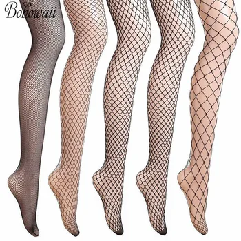

BOHOWAII Women Sexy Grid Collant Femme High Waist Tights Fishnet Stockings Thigh High Stockings Pantyhose