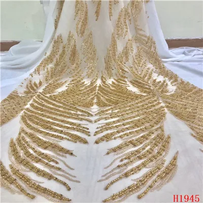 HFX бисерная кружевная ткань ручной работы Роскошная вышитая французская вечернее платье из тюля кружевная пудра синяя африканская ткань для тюли кружевная X1945 - Цвет: As Picture