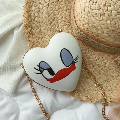 duck Kawaii, женские сумки на плечо с мультяшным принтом в форме сердца, милые женские сумки с ручками, женская сумка через плечо на цепочке, женская сумка в виде ракушки - Цвет: duck
