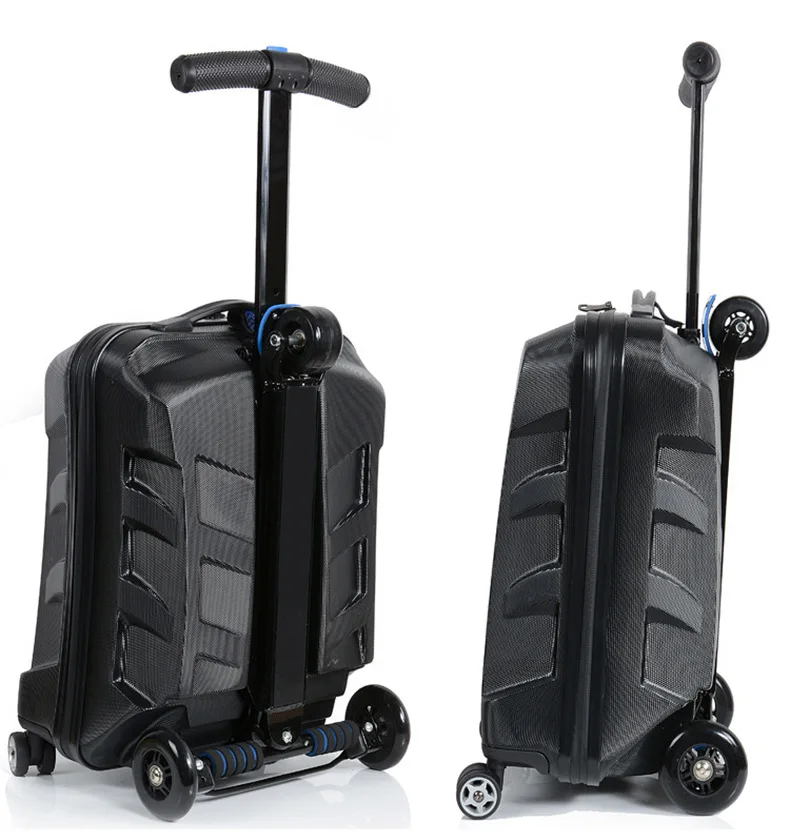 21 дюймов TSA замок сумка в виде скутера Алюминиевый Чемодан с колеса скейтборда прокатки багаж Дорожный чемодан-тележка