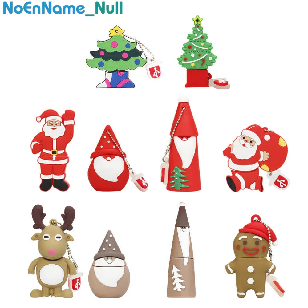

USB 2.0 Flash Drive 128GB Pendrive cartoon snowman Christmas tree gifts 64GB 32GB 16GB 8GB 4GB Elk Deer Santa Claus Pen drive