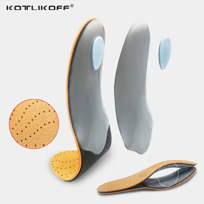 Premium Leather Orthopedic Insoles for Flat Foot Arch Support Shoes Pad