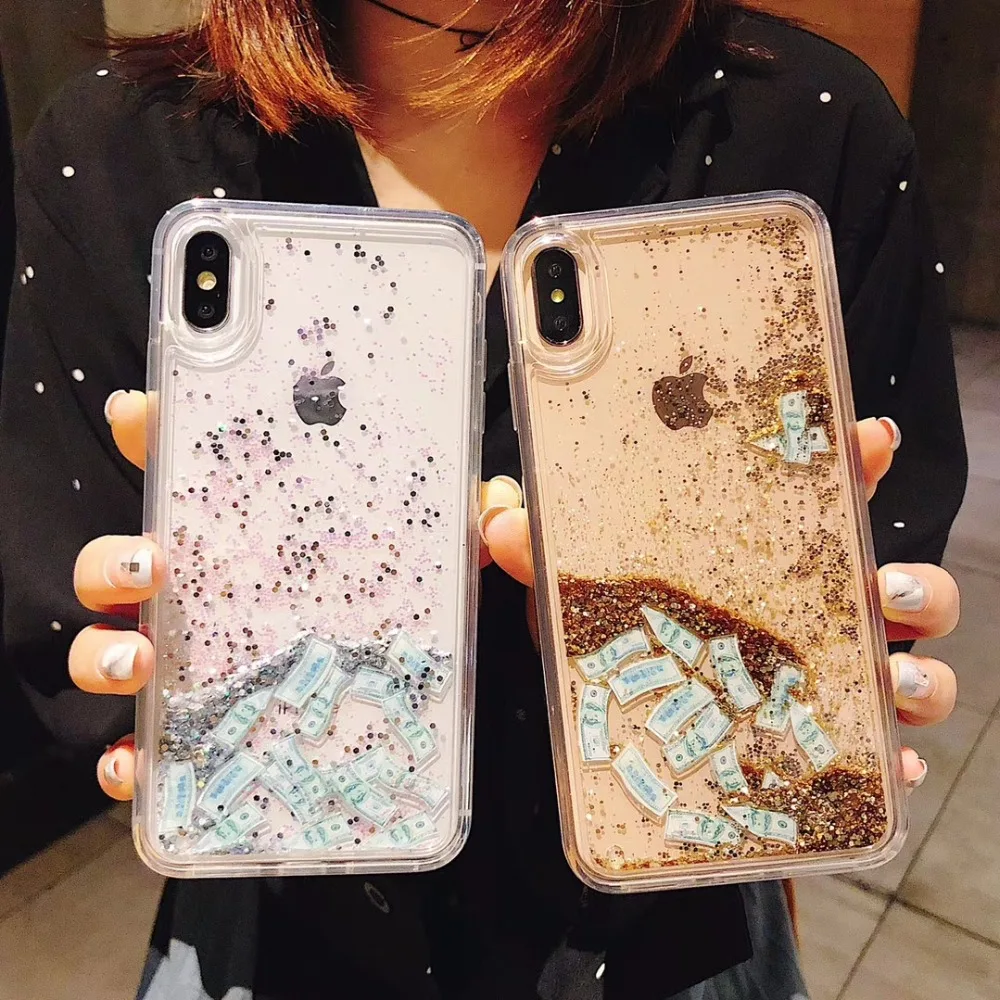 

Money Quicksand glitter Capinha Case For iPhone X XR Xs Max Dynamic Liquid TPU For iPhone 7 8 6 6s 7Plus 8Plus Cover Coque ipone