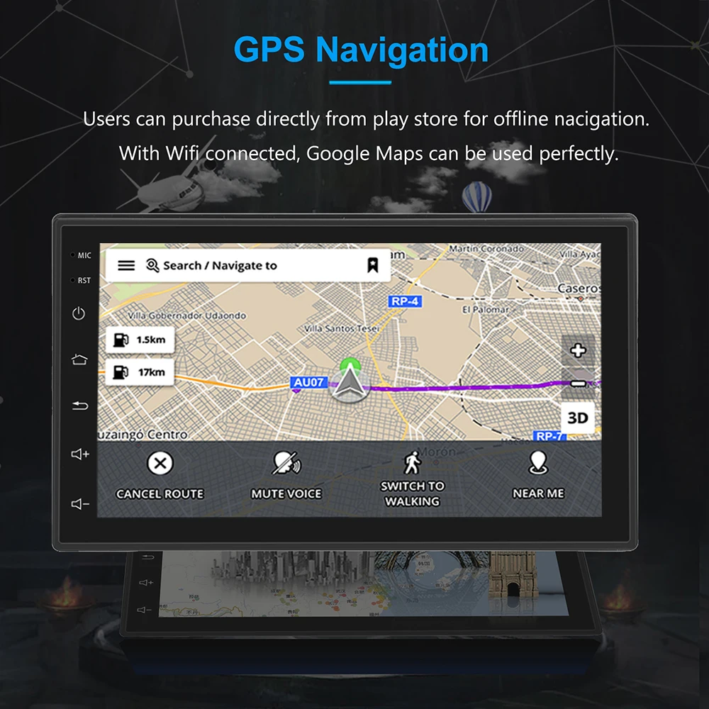 Автомобильный навигатор прибор gps Android 8,1 7-дюймовый четырёхядерный HD Автомобильный интеллигентая(ый) gps Навигатор Bluetooth 4,0 Универсальный автомобильный FM радио