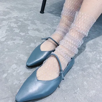 

HUI GUAN Ultra-thin Net Ins Korean Style Long Socks Women Soft Vintage Five Pure Color Trendy Socks Novelty Fashion Women Socks