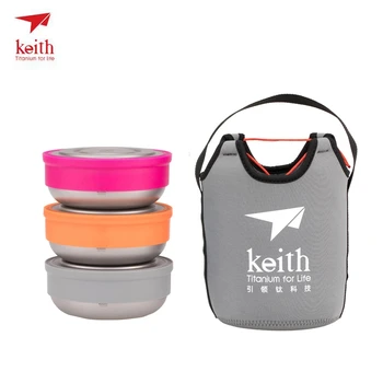 

Keith Titanium Bowl Dinner Set Outdoor Camping Hiking Travel Portable Ecofriendly Tableware Set 3 Bowl Lightweight 1200ml Ti5378