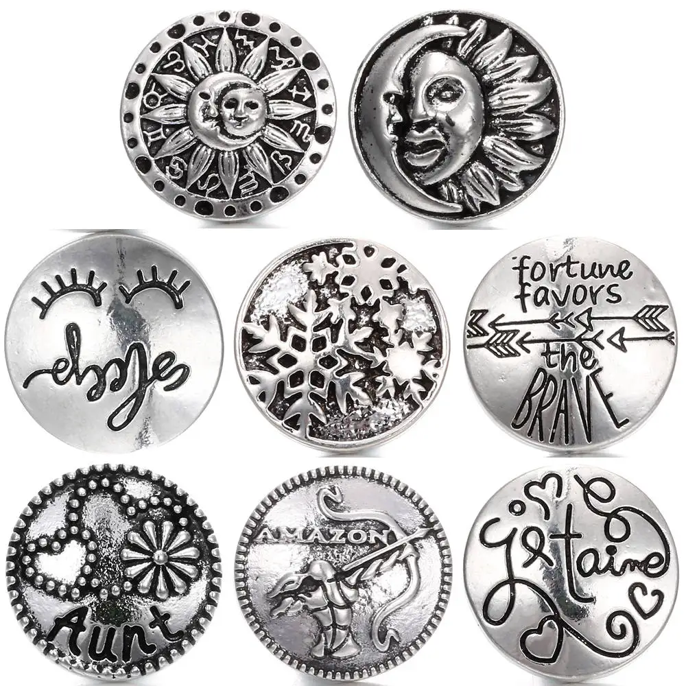 

High Quality 18mm Metal Snap Button Charm SUN button Snap Button Jewelry TZ0058