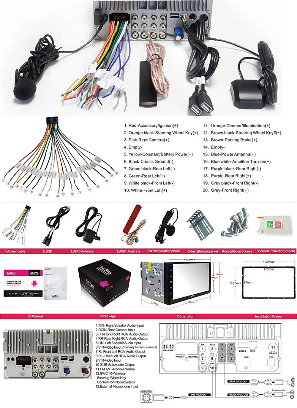 EONON 100mm Universal Double Din Car Stereo Radio Cage /& Brackets Fitting Kit
