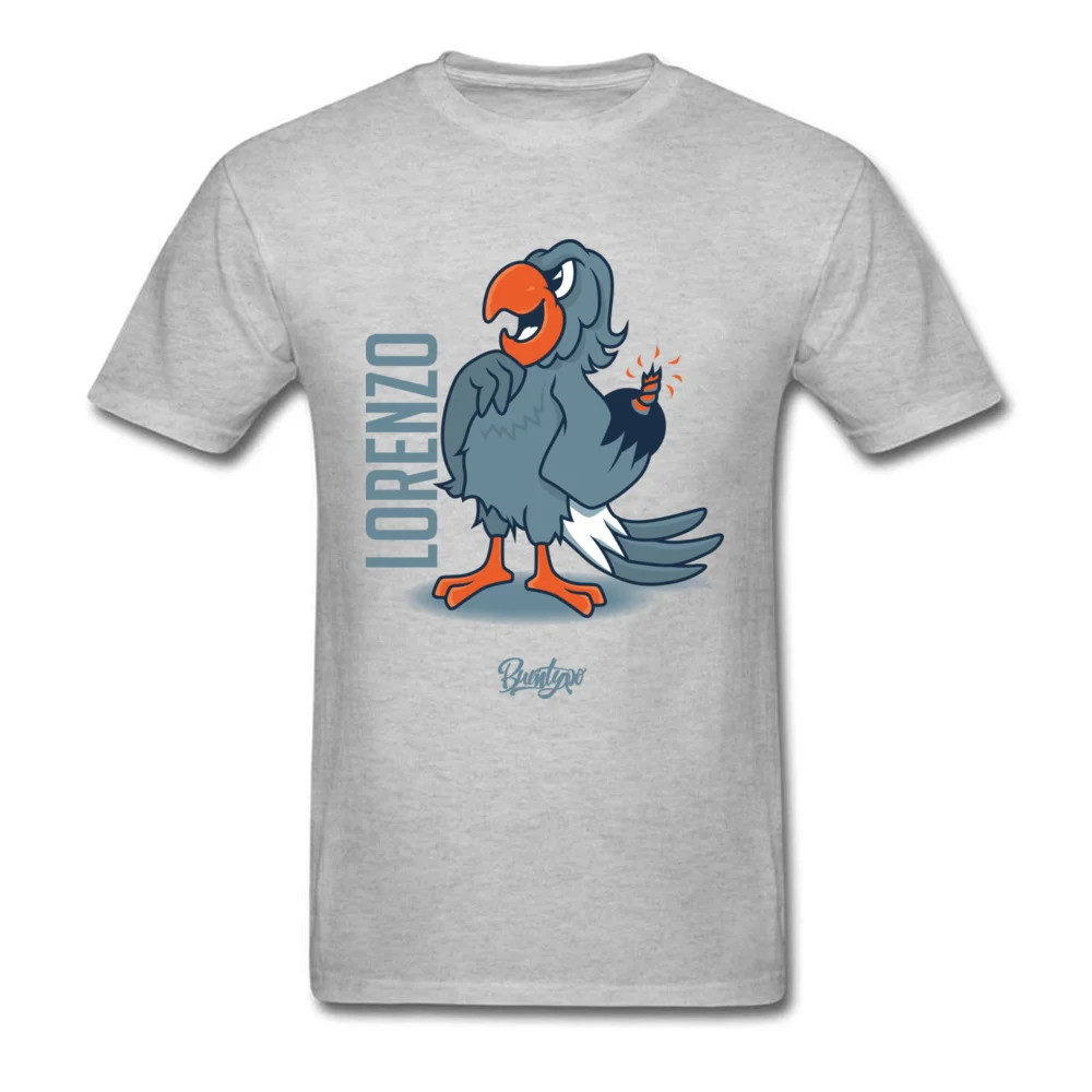 Lorenzo 100% Cotton Tops Shirts for Men Printed Tshirt Casual 2018 Fashion Round Collar Sweatshirts Short Sleeve Lorenzo grey