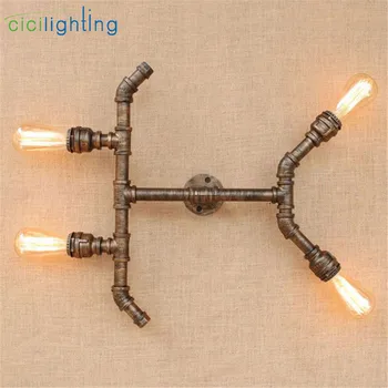 

Antique Edison bulb wall lamp minimalist 4pcs E27 rustic plumping pipe wall lighting new wandlamp lamba for home office