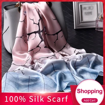

Ladies Real Hangzhou Silk Scarf 2019 New Luxury Print Shawls and Wraps for Women Foulard Femme Scarf Silk 100% Pure Silk Scarves