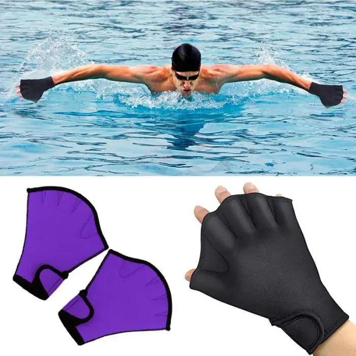 Новинка 1 пара плавательные Перчатки Водные Фитнес Водонепроницаемость Aqua Fit Paddle тренировочные перчатки без пальцев LMH66