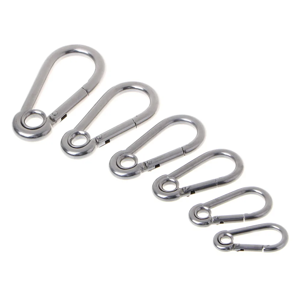 

Stainless Steel Carabiner Spring Buckle Snap Chain Link Safety Lock Hook Ring