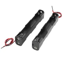 ETC Hot 2 Pcs Dual Layers Black Plastic 4 x AA 6V Battery Holder Case w Leads