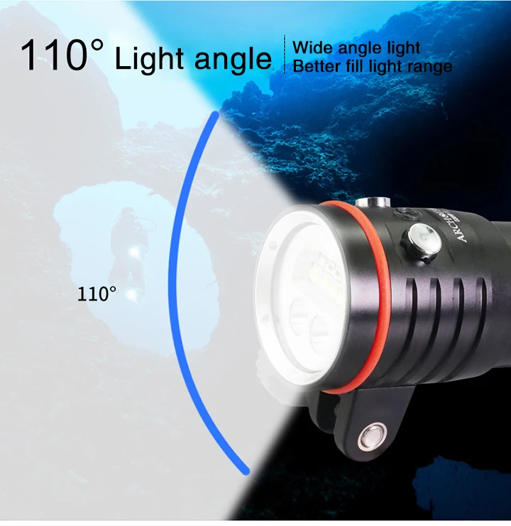 Archon D35VPII 2 in1 Дайвинг пятно и видео Torch Light Подводная фотосъемка плёнки Лампа 18650 батарея включены фонарик