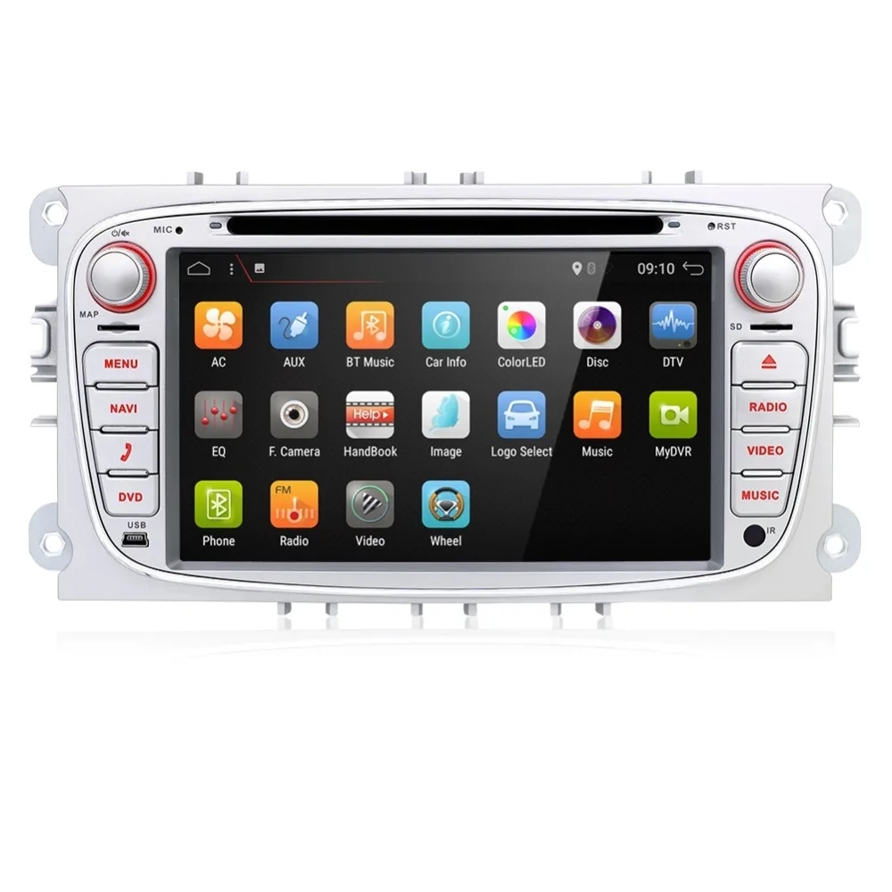 Sale 2G+32G ROM 2 din For Ford Focus Mondeo Galaxy Android 7.1 Quad Core Car DVD Player GPS Navi Audio Radio Stereo Head Unit DAB,4G 2