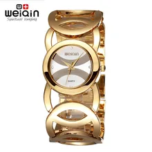 WEIQIN Mujeres Brazalete de Oro de Relojes de Primeras Marcas de Lujo Famoso Reloj de Señoras Skeleton Band Reloj de Cuarzo Relogio Feminino reloj mujer