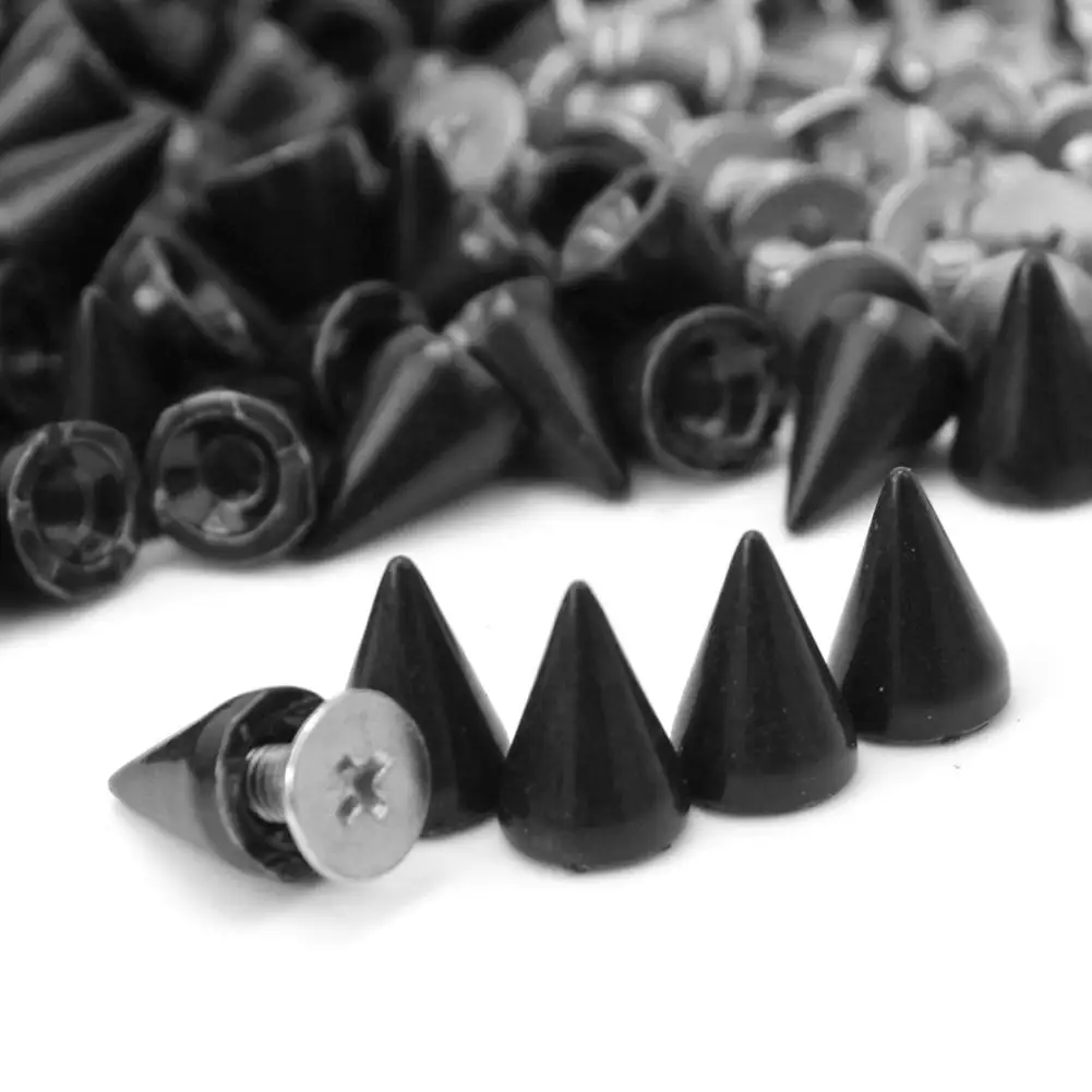 100 Pcs Bullet Rivets Black Color Rivets Metal Studs Spike Screw DIY