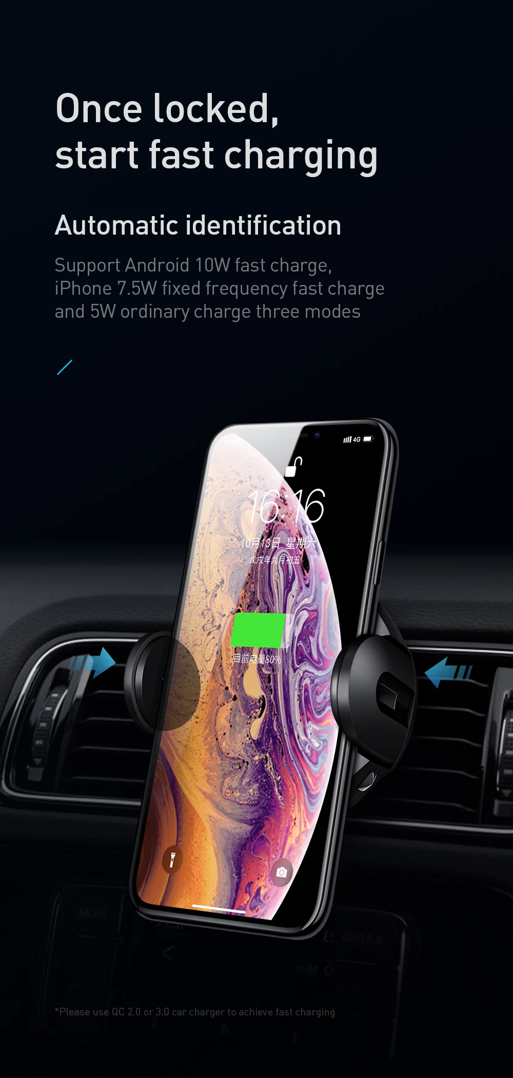 Carregador de Carro sem Fio Titular do Telefone w para Iphone Mcdodo Estande Clipe Infravermelho Automático Ventilação ar Montar Carro Carregador Rápido 10 Samsung qi 4 titular do telefone carro carregador rápido 10 w para iphone samsung