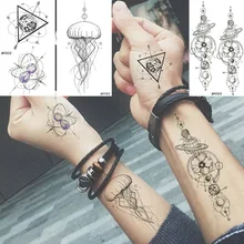 Baofuli, водостойкая Временная наклейка, Геометрическая планета, медуза, татуировка, черный треугольник, татуировки для тела, рука, мужские фальшивые татуировки, цепи