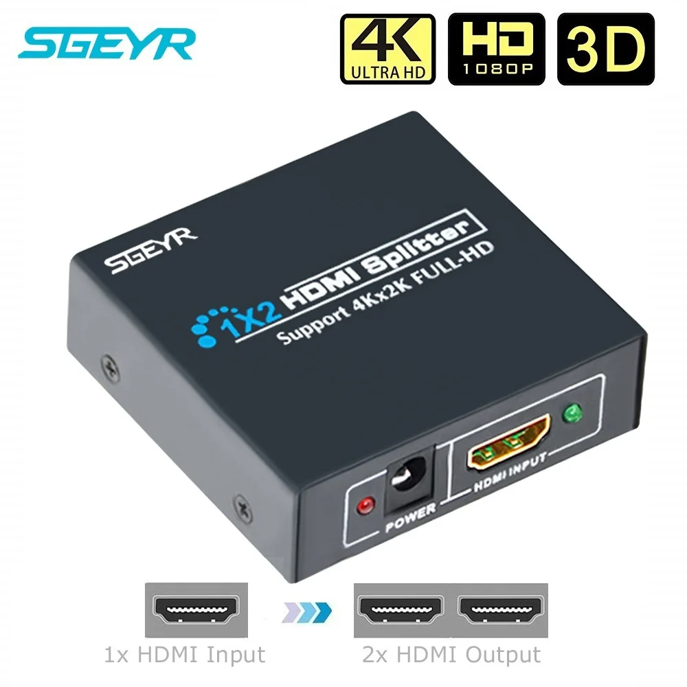 

HDMI Splitter,4Kx2K Powered HDMI 2 Way Splitter 1 Input 2 Output Support Full HD 3D 1080P HDMI 1.3/1.4 HDCP(1 in 2 out)